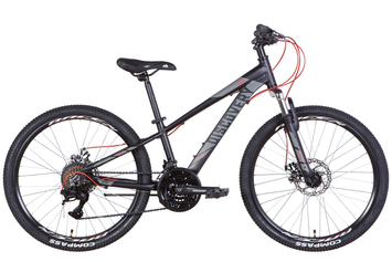 Велосипед 24" Discovery QUBE AM DD 2022, черно-красный