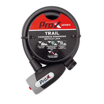 Велозамок Prox Trail 10х1800 мм, чёрный