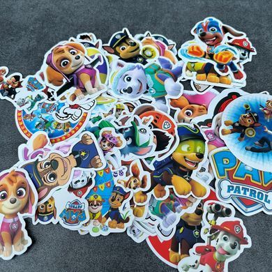 Стікери Paw Patrol, Щенячий Патруль, 50 шт, чорний