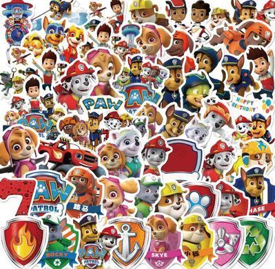 Стікери Paw Patrol, Щенячий Патруль, 50 шт, чорний