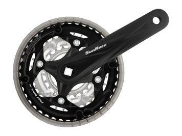Шатуны SUN RACE FCM600 22/32/42T CG (защита цепи), под квадрат, L175мм, черный с серым
