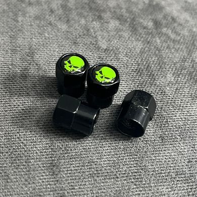 Ковпачок на ніпель AV, з черепом, Black/Green