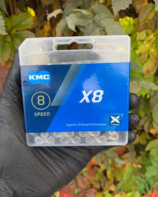 Цепь KMC X8 Silver/Gray 1/2 X 3/32 114 звеньев с замком в боксе