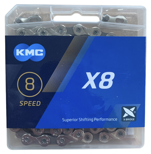 Ланцюг KMC X8 Silver/Gray 1/2 X 3/32 114 ланок з замком в боксі