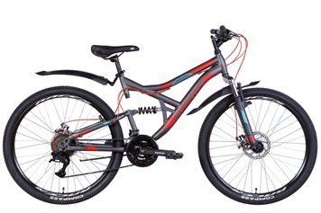 Велосипед 26" Discovery CANYON AM2 DD 2022, 17.5", темно-серый с красным и голубым