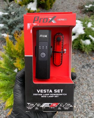 Комплект світла Prox Vesta SET 400Lm, 2200mAh USB, чорний