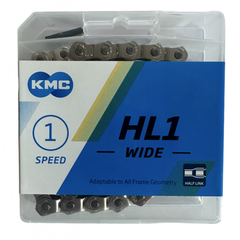 Цепь KMC HL1 Wide Silver BMX/FIX/TRACK 1/2 x 1/8 100 звеньев в боксе, серебристый