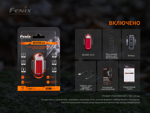 Велофара задня Fenix BC05R V2.0, чорний