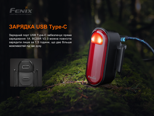 Велофара задня Fenix BC05R V2.0, чорний