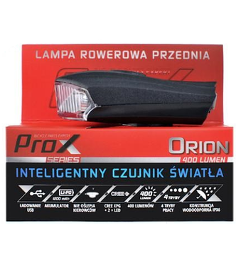 Фара передня ProX Orion 1xCree 2 Led 400Lum USB, чорний