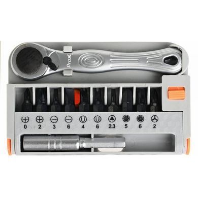 Ключ трещотка ProX KIT-15, 105мм с шестигранниками, серебристый
