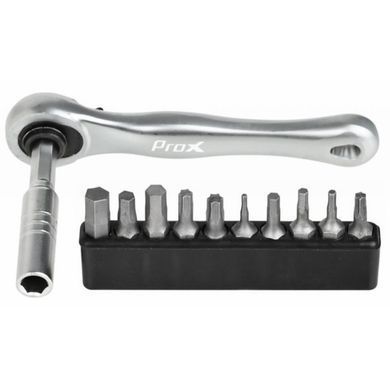 Ключ трещотка ProX KIT-15, 105мм с шестигранниками, серебристый