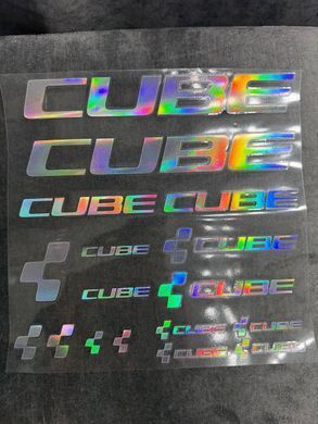 Наклейки CUBE на раму велосипеда, oil slick