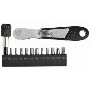 Ключ трещотка ProX KIT-17, 110мм с битами, серебристый