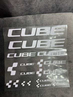 Наклейки CUBE на раму велосипеда, белые