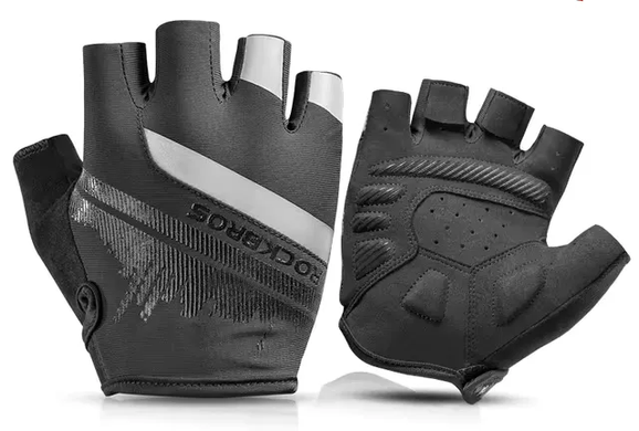 Перчатки на короткий палец RockBros S247BL, чёрный, XL