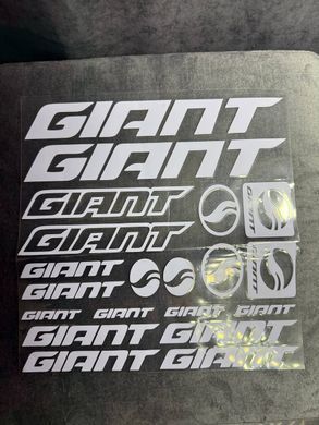 Наклейки Giant на раму велосипеда, белые.